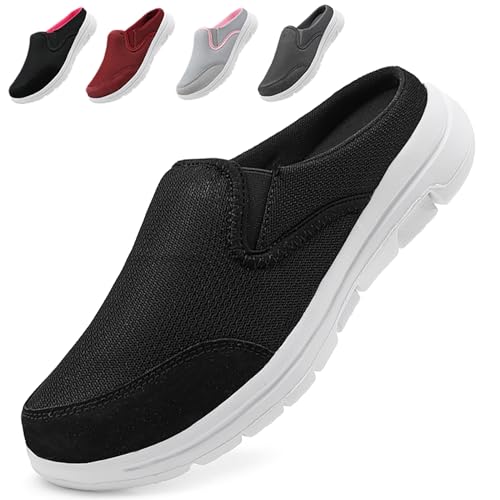 Acfoda Slip On Hausschuhe Herren Sommer Sabot Schuhe Mesh Atmungsaktive Pantoffeln Geschlossen Pantoletten Leicht Clogs Männer Weiche rutschfest Indoor Outdoor Slipper Schwarz 45 von Acfoda