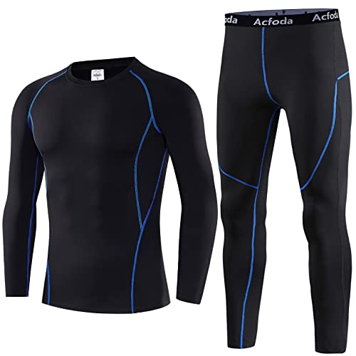 Acfoda Thermounterwäsche Herren Winter Skiunterwäsche Set Warm Funktionsunterwäsche Motorrad Thermo Unterwäsche Männer Funktionswäsche Sport Thermowäsche Lange Ski Unterhose Unterhemd Schwarz S von Acfoda