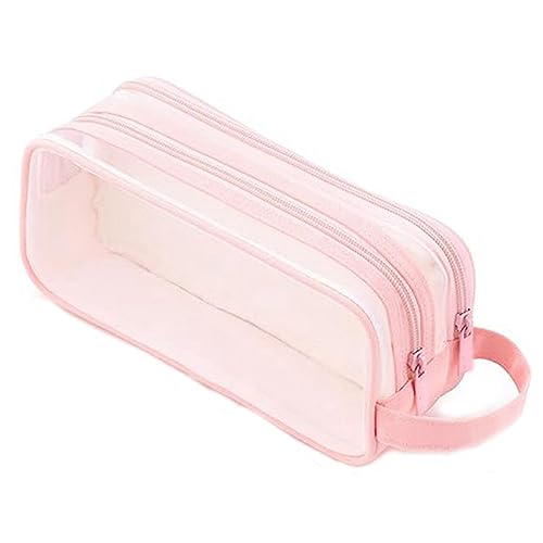 Acfthepiey 1 Stück Gitternetz-Federmäppchen, Durchsichtiges Federmäppchen, Transparente Make-Up-Tasche für Teenager, Studenten, College-Rosa von Acfthepiey