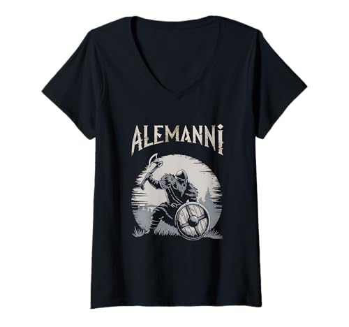 Damen Alemanni Ancient Germanic Tribe T-Shirt mit V-Ausschnitt von Achema -Bekleidung