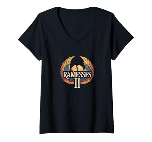 Damen Ramesse des großen Pharao des Alten Ägyptens T-Shirt mit V-Ausschnitt Damen Ramesse des großen Pharao des Alten Ägyptens T-Shirt mit V-Ausschnitt von Achema -Bekleidung