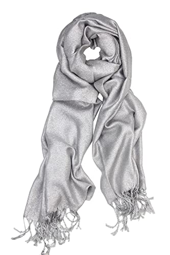 Achillea Glitzernder metallischer Pashmina-Schal für Hochzeit, Abendkleid - Silber - 203 cm x 69 cm von Achillea