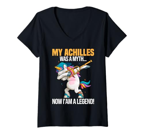 Damen Achilles Chirurgie Recovery Design Lustiges Einhorn Achillessehne T-Shirt mit V-Ausschnitt Damen Achilles Chirurgie Recovery Design Lustiges Einhorn Achillessehne T-Shirt mit V-Ausschnitt von Achilles Surgery Recovery Designs