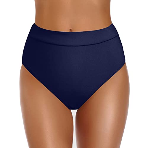 Achimlt Bikini Hose Damen Retro Ruched Bikinihose High Waist Badeanzug Mädchen Bikini Unterteil Damen Hoch Geschnittene Badehose Einfarbige Hoher Taille Strandhose Einfarbige Bikini Briefs von Achimlt