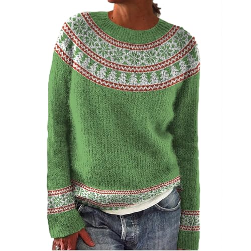 Achimlt Norweger Pullover Damen Winter Elegant Rundhals Sweater Casual Colorblock Herbstpulli Slim Fit Gestreift Gestrickter Winterpullover Bequem Warm Strickpullover Langarm Tops Strickwaren von Achimlt