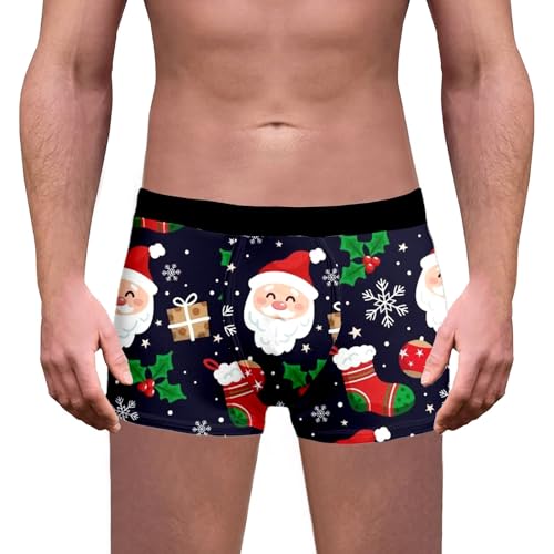Achimlt Weihnachten Boxershorts Herren Lustig Unterhosen Männer Unterwäsche Leicht Bequemer Weihnachtsunterhose Weich Sports Pants Christmas Boxer Shorts Casual Weinachten Kostüm Nachtwäsche von Achimlt
