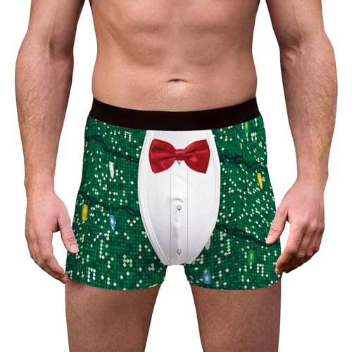 Achimlt Weihnachten Boxershorts Herren Lustig Unterhosen Männer Unterwäsche Leicht Bequemer Weihnachtsunterhose Weich Sports Pants Christmas Boxer Shorts Casual Weinachten Kostüm Nachtwäsche von Achimlt