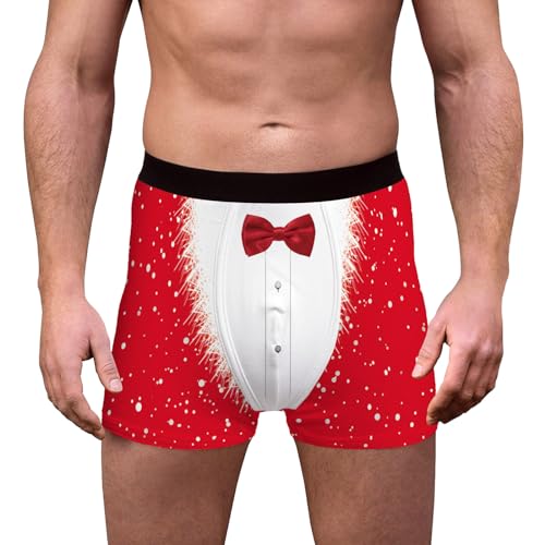 Achimlt Weihnachten Boxershorts Herren Lustig Unterhosen Männer Unterwäsche Leicht Bequemer Weihnachtsunterhose Weich Sports Pants Christmas Boxer Shorts Casual Weinachten Kostüm Nachtwäsche von Achimlt