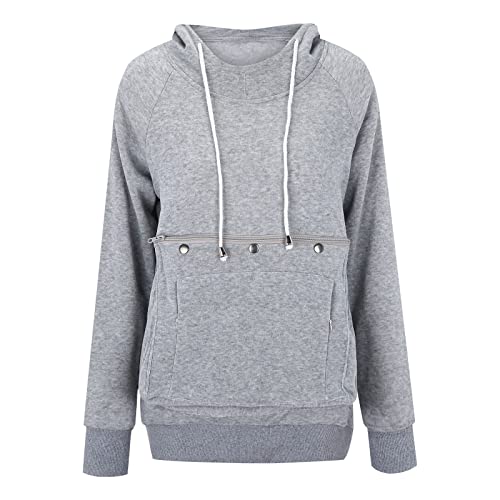 Katze Hoodies mit Taschen, Herren Plus Samt Hoodies, Langarm Big Pouch Känguru-Sweatshirt, Haustier Kleidung Tragetasche, die Ihre Katze herausnehmen kann Känguru Hoodie Pullover Warme Katzenpulli von DorDerHEI