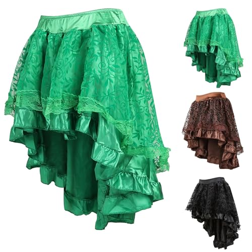 Vampir Kostüm Damen Gothic Rock Übergrößen Spitze Tüllrock Asymmetrische Tüll Tutu Steampunk Rock Hohe Taille Spitzenrock Mehrlagiger Feenrock Netzstoff A Linie Minirock für Halloween Party Karneval von Achimlt