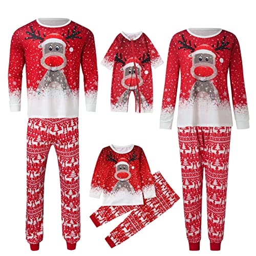 Weihnachts Pyjama Familie Set mit Rentier Schlafanzug Lang Outfit Winter Damen Herren Kinder Nachtwäsche Hausanzug Weihnachten Bedruckte Nachthemd Sleepwear Schlafshirt Weihnachtsschlafanzüge Herren von Achimlt