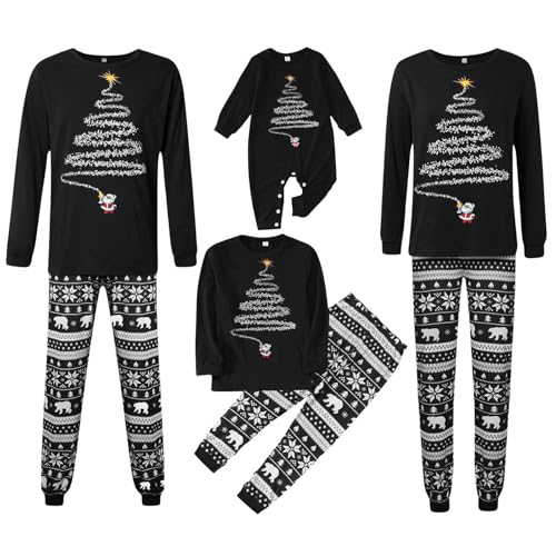 Weihnachts Pyjama Familie Set mit Rentier Schlafanzug Lang Outfit Winter Damen Herren Kinder Nachtwäsche Hausanzug Weihnachten Bedruckte Nachthemd Sleepwear Schlafshirt Weihnachtsschlafanzüge Damen von Achimlt