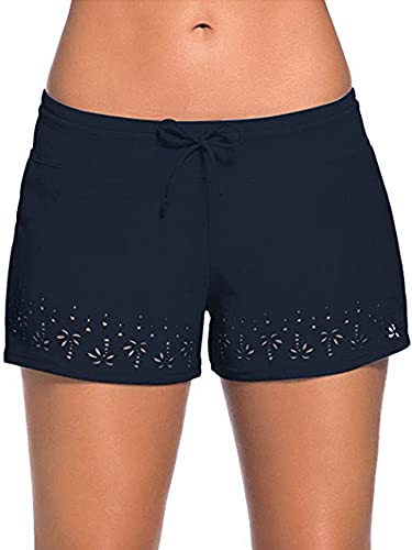 Achinel Damen Badeshorts Tankini Bikinihose Kurze Badehose Schwimmshorts Strand Shorts Hosen Bademode Strandkleidung Strandshorts Swim Boardshorts,Marineblau,S von Achinel