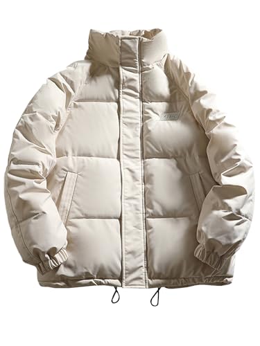 Achinel Damen Oberbekleidung Winter Warm Pufferjacke Lange Ärmel Mantel Wasserfest Reißverschluss Daunenjacken Frauen Blasenmantel Lässig Weiß M von Achinel