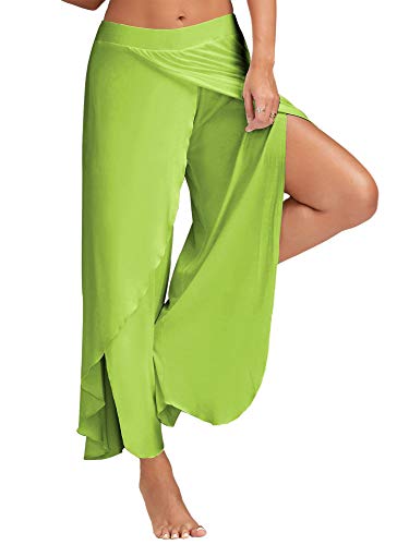 Achinel Damen Split Wide Leg Yoga Hose Harem Hippie Hose Damen Baggy Stretch Lounge Pants Tanzhose Hellgrün S von Achinel