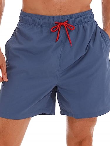 Achinel Herren Boardshorts Einfarbig Badeanzug Elastische Taille Strandhosen Sport Kordelstring Strandkleidung Männer Badehose Strang Marineblau A M von Achinel