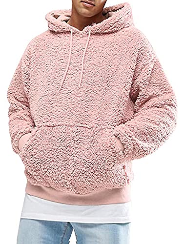 Sweatshirt Kapuzenpullover Einfarbig Herren Hoodie Pullover Mit Reißverschluss Oberteil Freizeithemd Basic Sweater Hooded Pullovers Long Sleeve T-Shirt Top Zipper Men XXL Rosa von Achinel