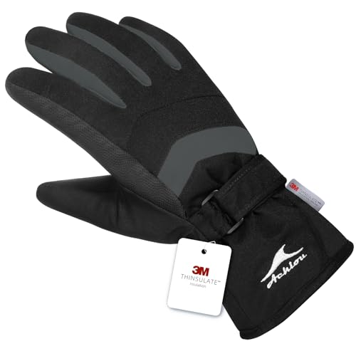 Achiou Ski Schnee Handschuhe Winter Warm 3M Thinsulate Wasserdicht Touchscreen Herren Damen - Grau - X-Large von Achiou