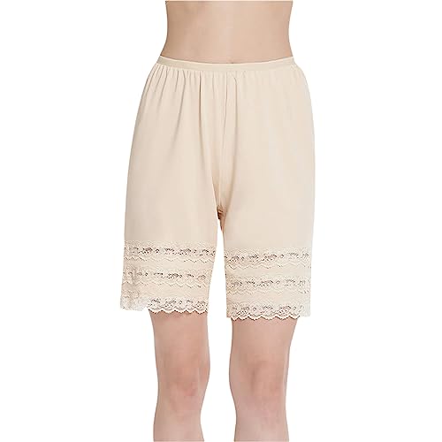 Achlibe Damen Half Slips Rock Plus Size Culottes Shorts Unterrock Höschen Bloomers Pettipants für unter Kleid, A-Hautfarbe, 46 von Achlibe