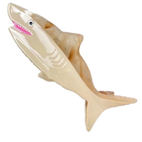 Hai-Haarspangen, Meereshai-Haarspangen, Meereshai-Haarspangen, Meerestier-Form, Zelluloseacetat-Haarspangen für Mädchen, kleine Haarklammern für Frauen (heller Kaffee-Hai) von Achstrify