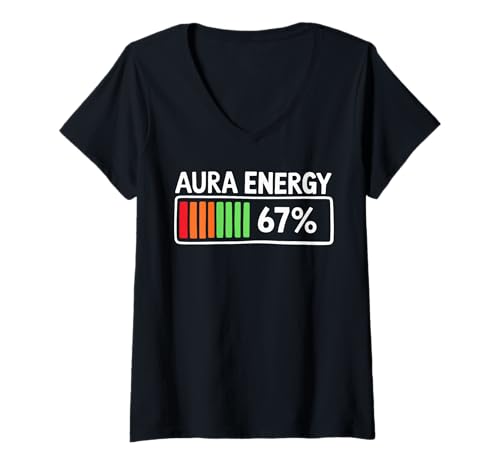 Damen Aura Energy 67 Percent Batterie Spirituelle Chakra Humor T-Shirt mit V-Ausschnitt Damen Aura Energy 67 Percent Batterie Spirituelle Chakra Humor T-Shirt mit V-Ausschnitt von Achtsamkeit Chakra Aura Energy 67 Prozent
