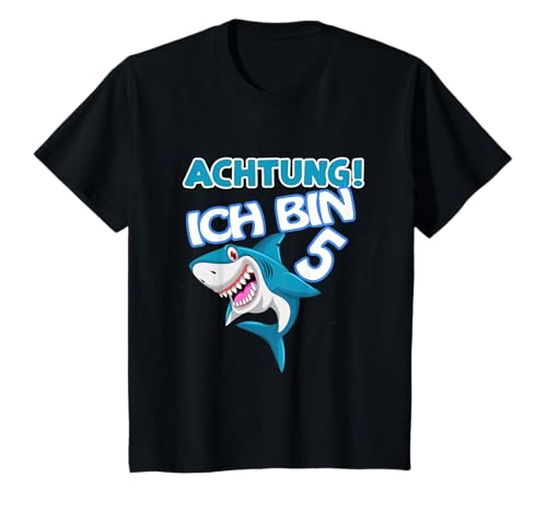 Achtung ich bin 5 Geburtstag für Shark Jungs Hai T-Shirt von Achtung ich bin 5 Geburtstag für Shark Jungs Hai