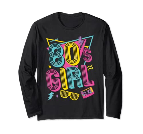 80er Jahre Mädchen 80s Girl Langarmshirt von Achtziger Jahre 1980 80er Jahre Retro Kostüm