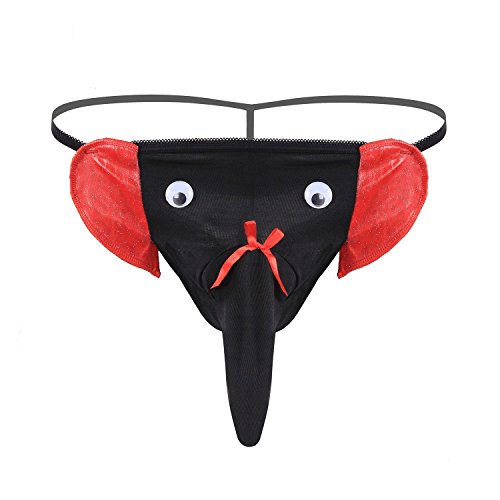 Acizi Männer Sexy Low Waist Long U Ausbuchtung Pouch Elephant Trunk Unterwäsche Briefs (Schwarz + Rot) von Acizi