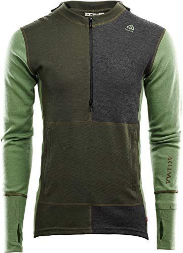 Aclima WarmWool Kapuzensweater mit Zip Herren oliv/grün von Aclima