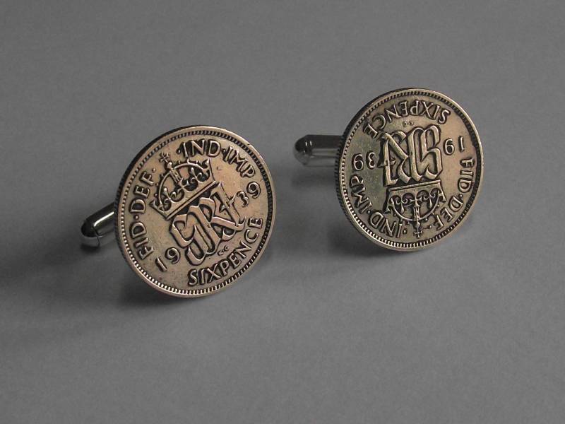 1939 Silber 6D Manschettenknöpfe von AcmeCufflinks