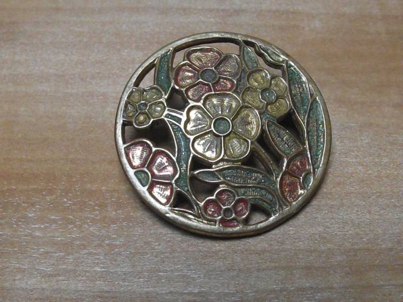 Ad16 - 03 Vintage Art-Deco-Kalt Bemalte Bronze-Optik Brosche von AcmeCufflinks