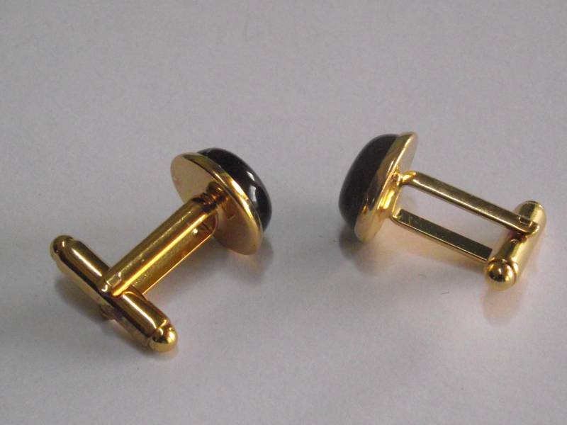 Schwarz 12 Mm Onyx Achat Cabochons Mit Gold Oder Silber Einstellung von AcmeCufflinks