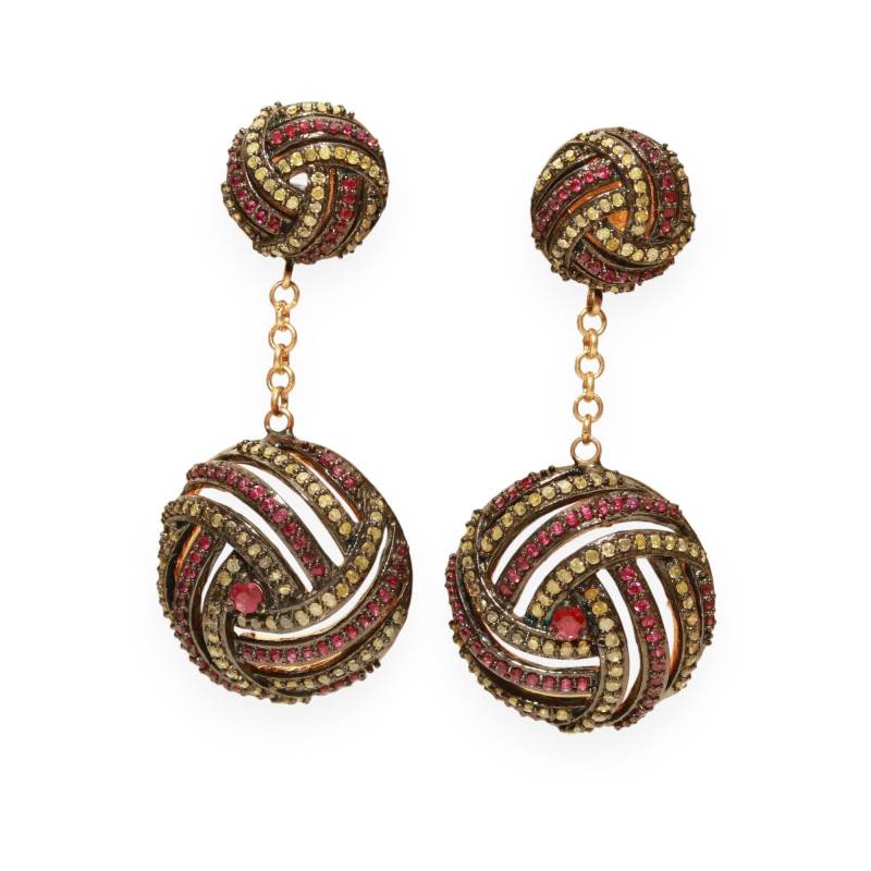 Rubin Pave Diamant Baumelnde Ohrringe, 14K Gold Schmuck, 925 Silberne Farbige Geschenk Für Mutter von AcmeJewels