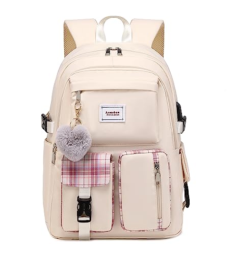 Acmebon Mädchen geräumig Mode Laptop Rucksack Casual täglichen Rucksack für Frauen Crème von Acmebon