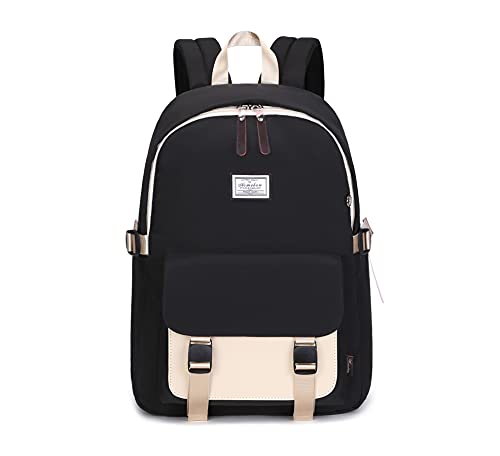 Acmebon Schulrucksack für Mädchen und Jugendliche. Legerer Rucksack für Damen Schwarz mit Khaki von Acmebon