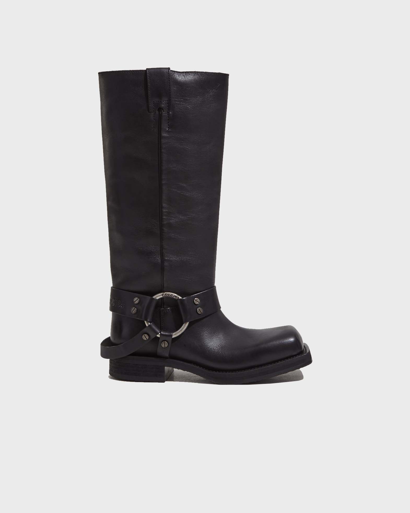 Acne Studios Buckle Leather Boots Black von Acne Studios