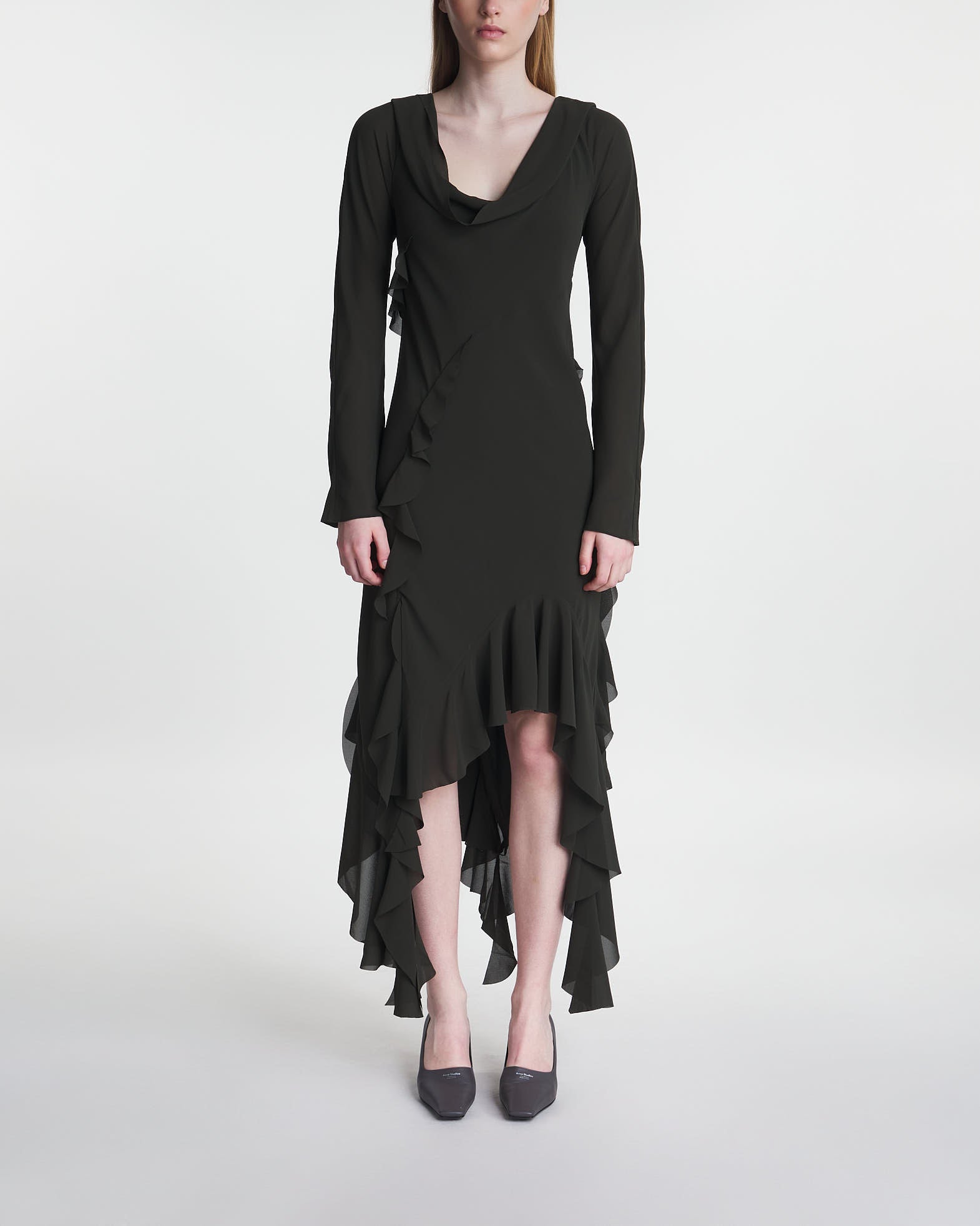 Acne Studios Dress Ruffle Drape Antracite grå von Acne Studios