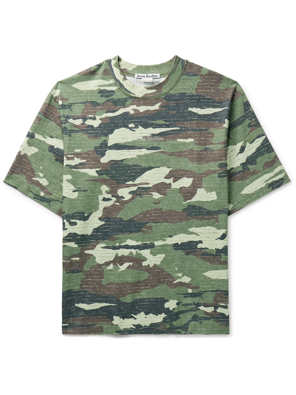 Acne Studios - Extorr Crystal-Embellished Camouflage-Print Cotton-Jersey T-Shirt - Men - Green - XL von Acne Studios