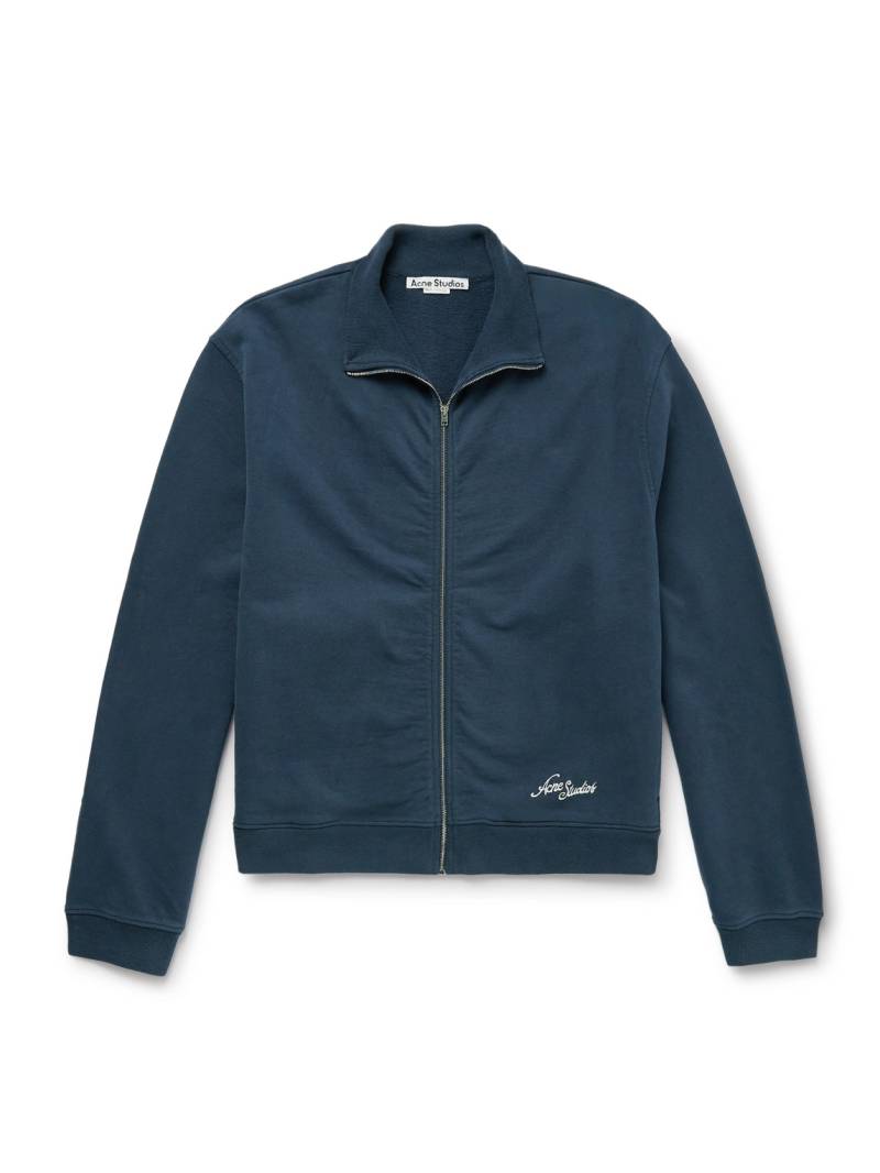 Acne Studios - Fenro U Zip Tourist Logo-Embroidered Cotton-Jersey Zip-Up Sweatshirt - Men - Blue - XL von Acne Studios