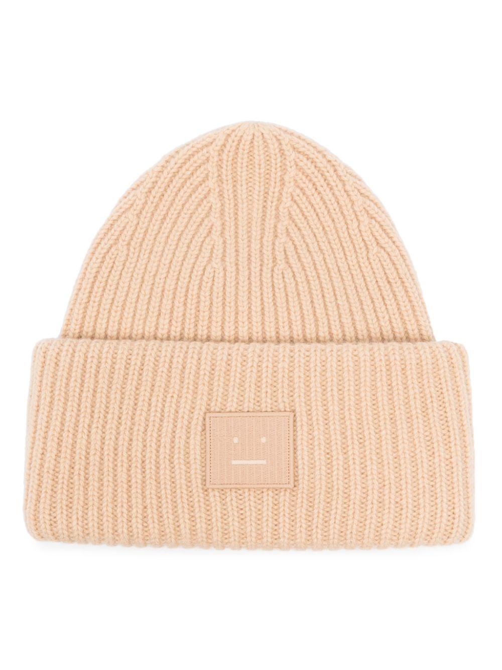 Acne Studios Gerippte Beanie mit Face-Patch - Nude von Acne Studios