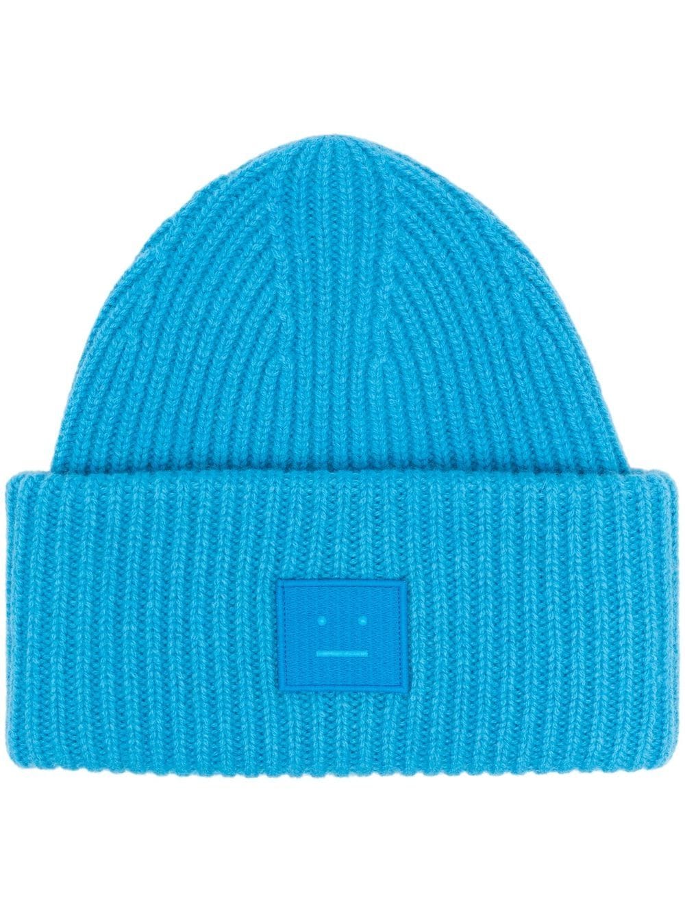 Acne Studios Gerippte Beanie mit Logo - Blau von Acne Studios