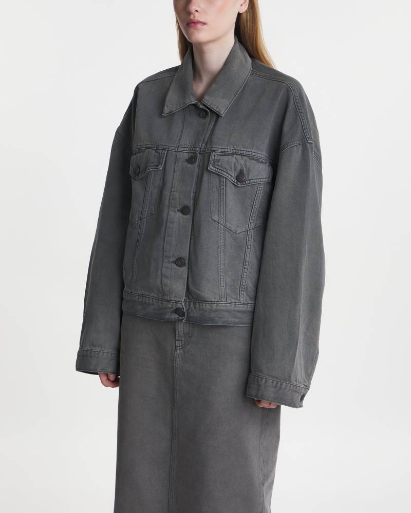 Acne Studios Jacket Denim Cropped Relaxed Antracite grå von Acne Studios