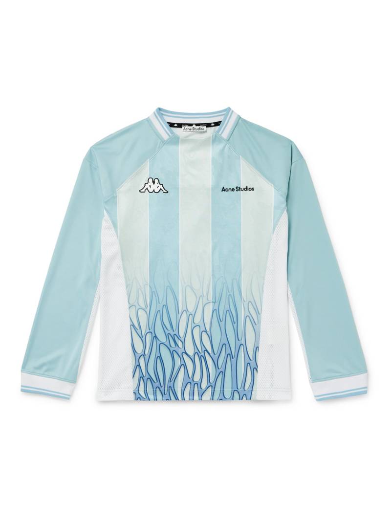 Acne Studios - Kappa Logo-Embroidered Mesh-Panelled Striped Shell T-Shirt - Men - Blue - L von Acne Studios