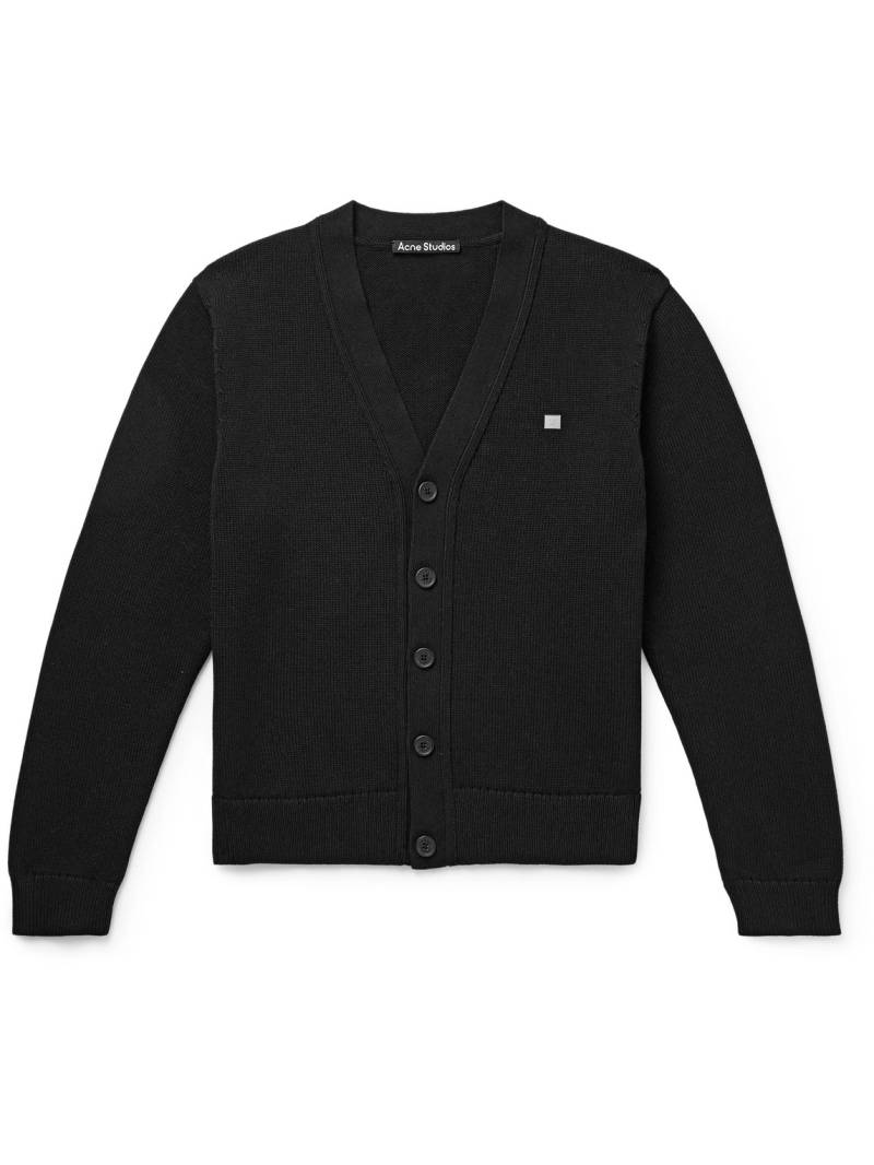 Acne Studios - Keve Logo-Appliquéd Ribbed Cotton Cardigan - Men - Black - M von Acne Studios