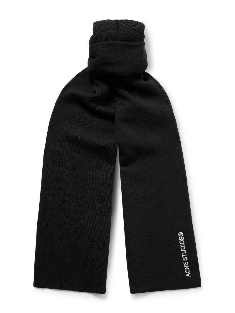 Acne Studios - Kornoto Logo-Embroidered Wool-Blend Scarf - Men - Black von Acne Studios