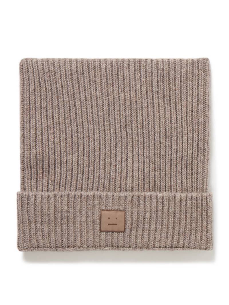 Acne Studios - Kua Logo-Appliquéd Ribbed Wool and Yak-Blend Beanie - Men - Brown von Acne Studios