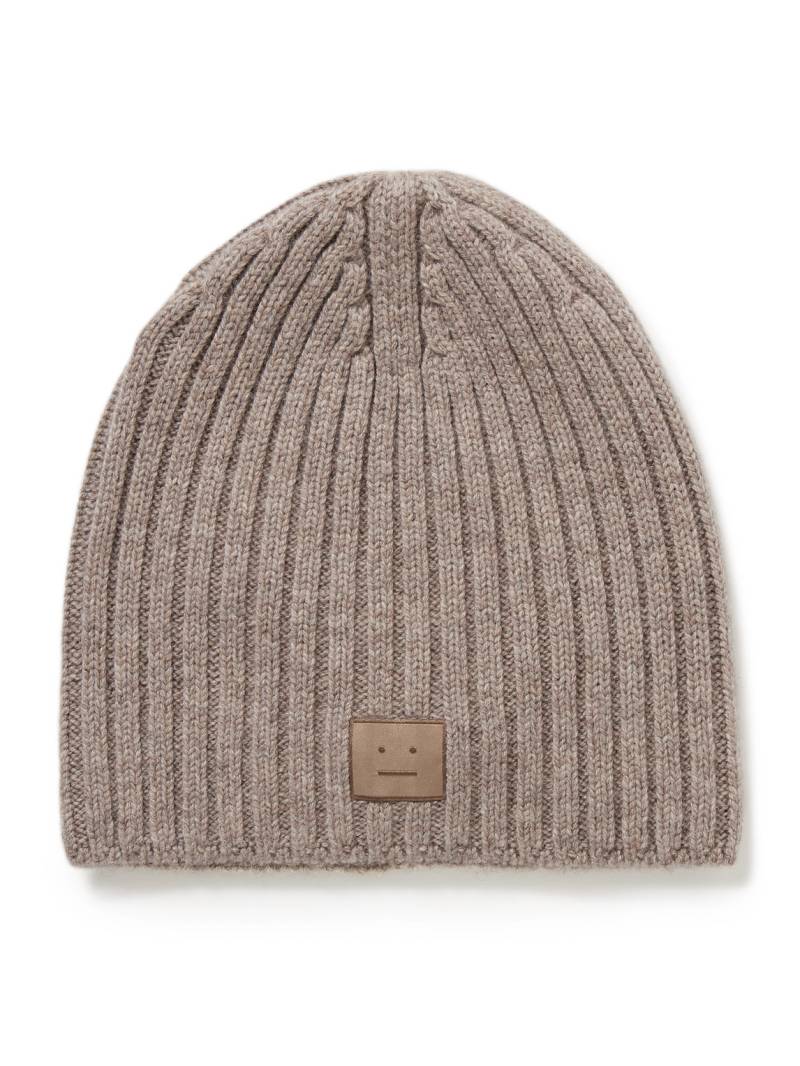 Acne Studios - Kubi Logo-Appliquéd Ribbed Wool and Yak-Blend Beanie - Men - Brown von Acne Studios