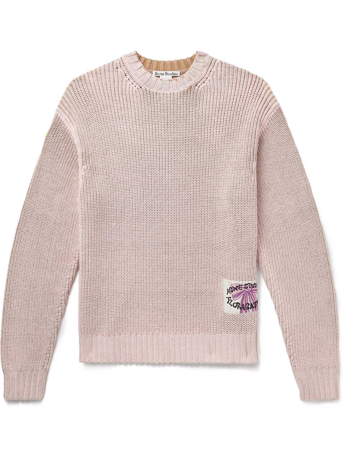 Acne Studios - Kype Logo-Appliquéd Ribbed Wool-Blend Sweater - Men - Pink - XS von Acne Studios