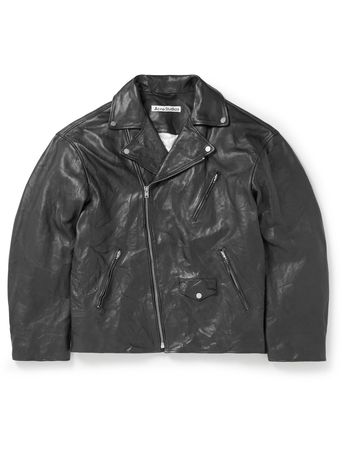 Acne Studios - Liker Distressed Leather Biker Jacket - Men - Black - IT 50 von Acne Studios