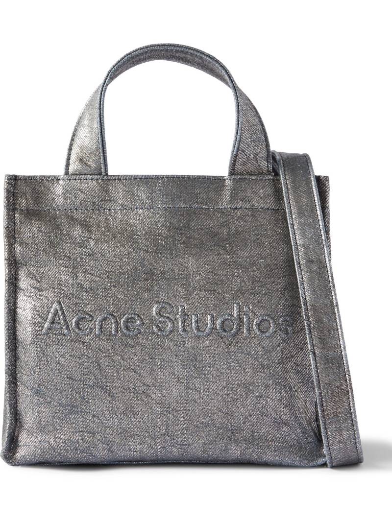 Acne Studios - Logo-Embossed Metallic Denim Tote Bag - Men - Silver von Acne Studios